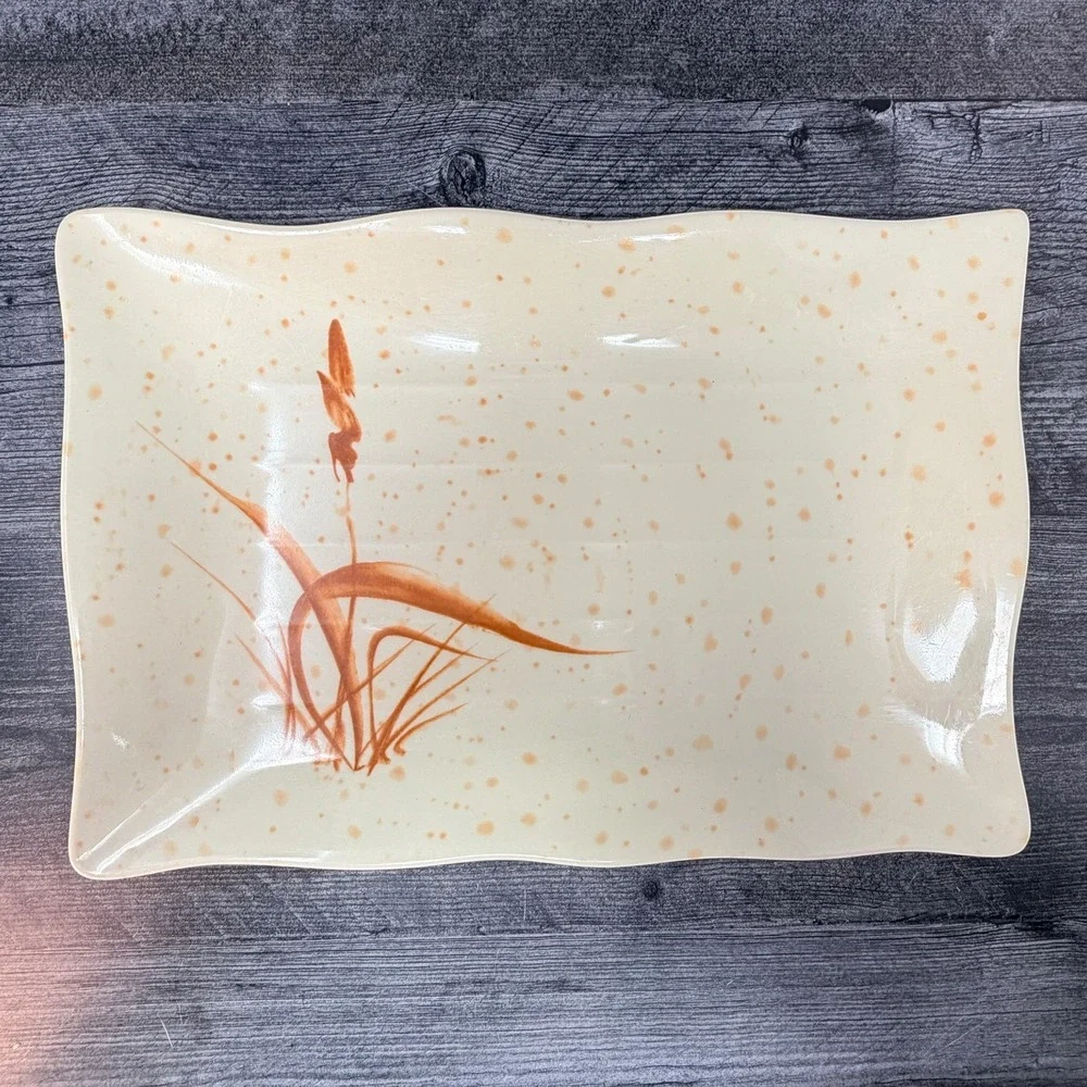 Yanco Platter‎ Orchis Melamine Cream 13.5x9.5 Rectangular Scalloped Tray